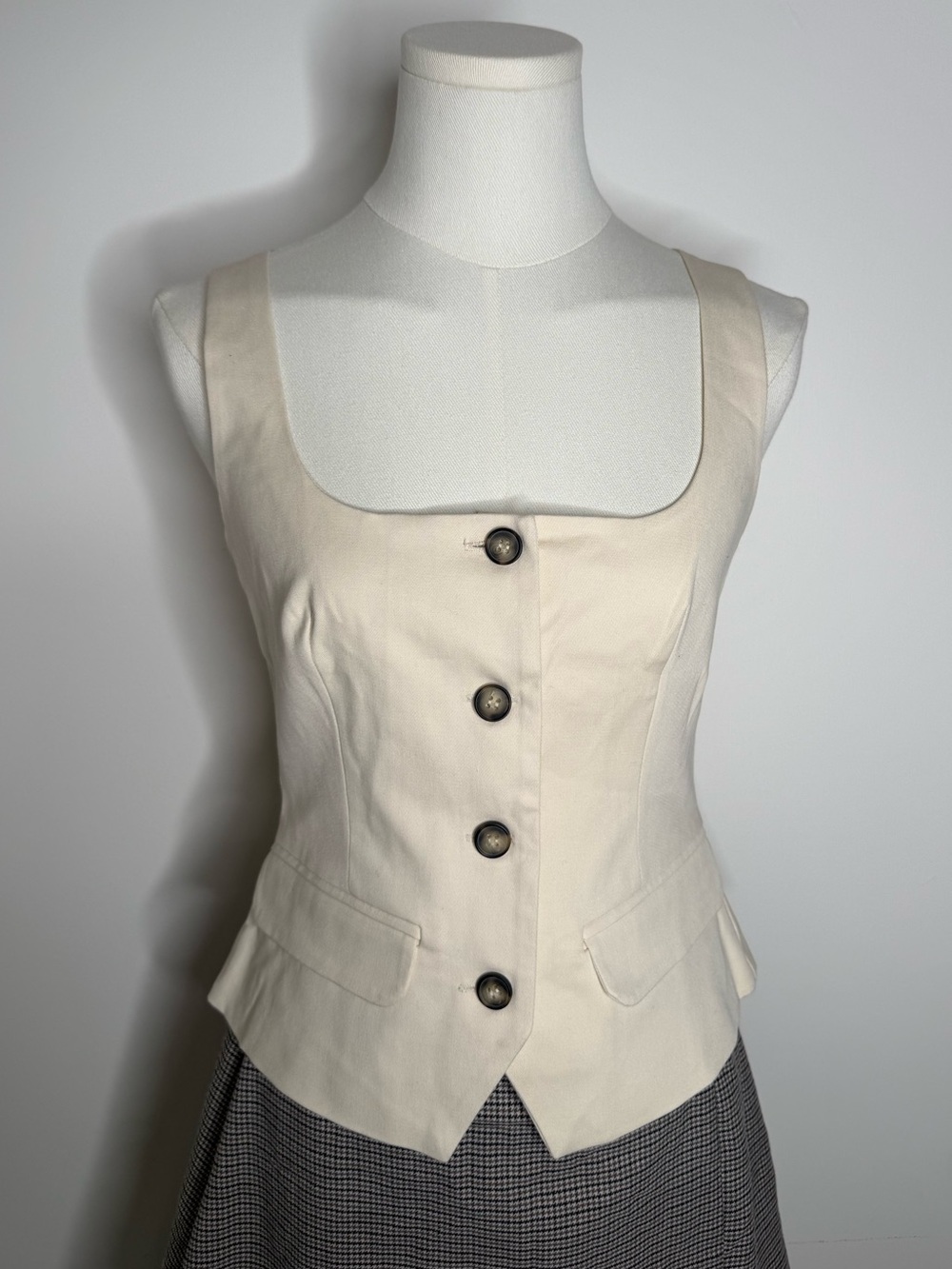 Zara Cream Button-Front Vest